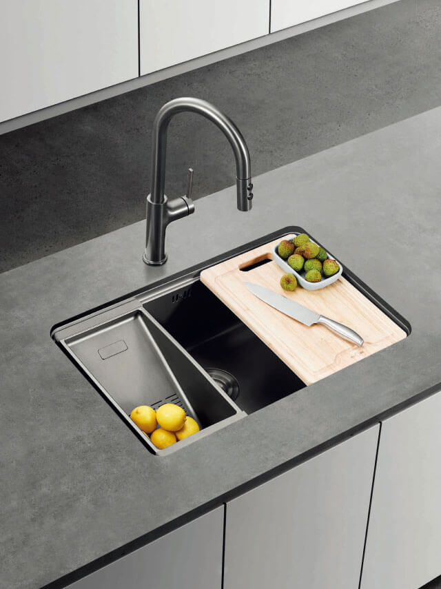 Workstation Sink with Cutting Board and Drainer